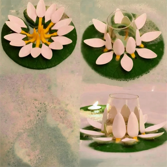 Highly Recommended.Luxurious Floating Lotus Bath Glass Holder with Wine Bottle Holder